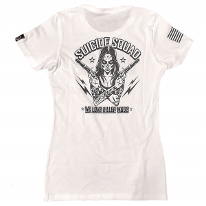 Womens-T-Shirt-Suicide-Squad-White-Savage-Barbell